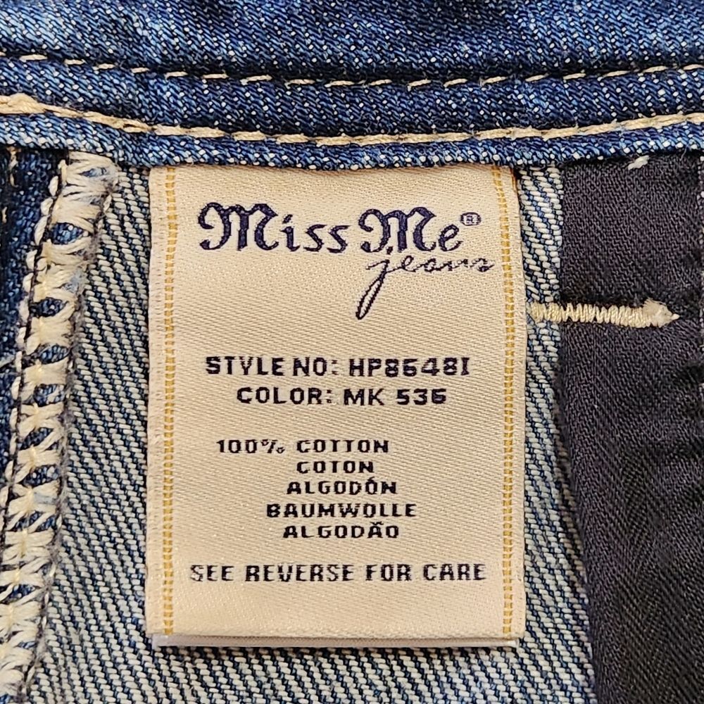 Miss Me High Rise Denim Skirt Southwestern Aztec Embroidered Border Size 25 - Picture 7 of 12